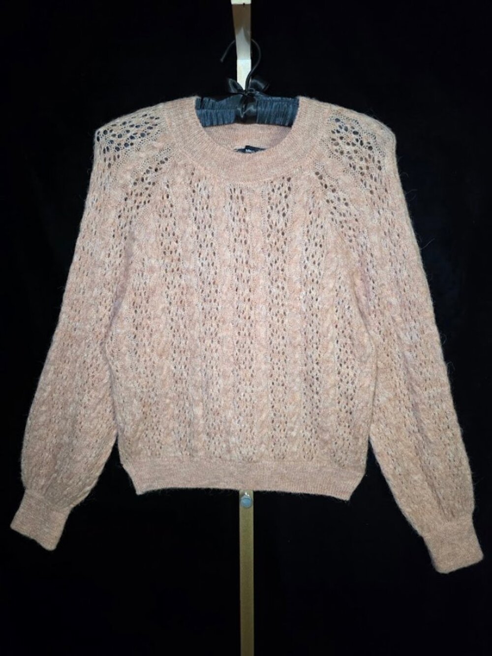 Mango Knit Lace Pattern Knit Sweater in Peach L